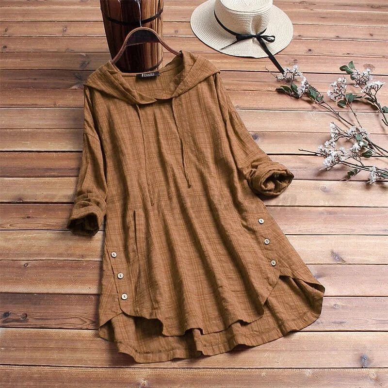Ghisele | Linen Tunic Hoodie - Ciara & Fiona