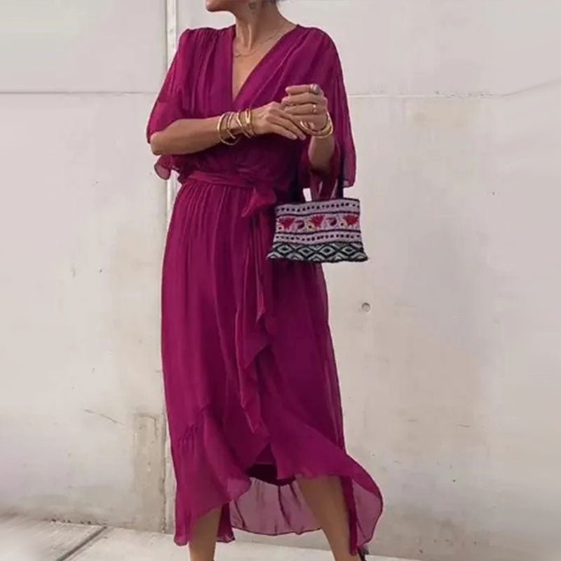 Glenda | Elegant V - neck Dress - Ciara & Fiona