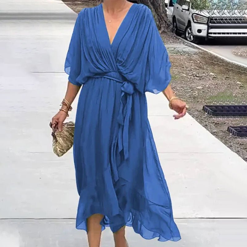Glenda | Elegant V - neck Dress - Ciara & Fiona
