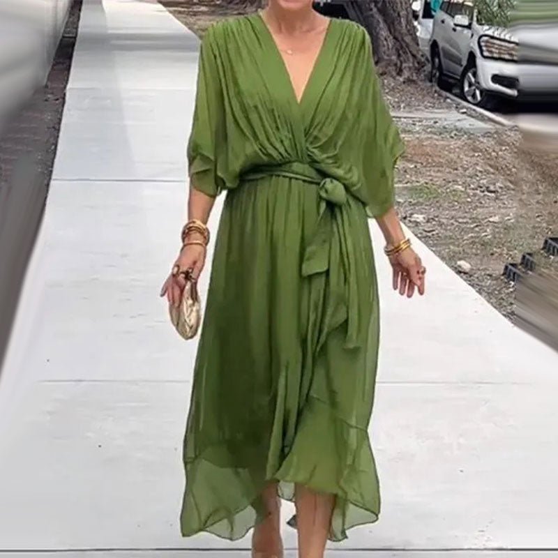 Glenda | Elegant V - neck Dress - Ciara & Fiona