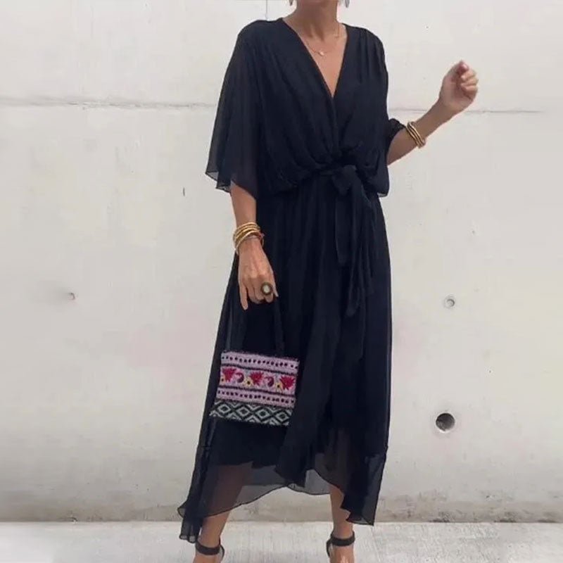 Glenda | Elegant V - neck Dress - Ciara & Fiona