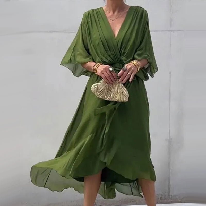 Glenda | Elegant V - neck Dress - Ciara & Fiona