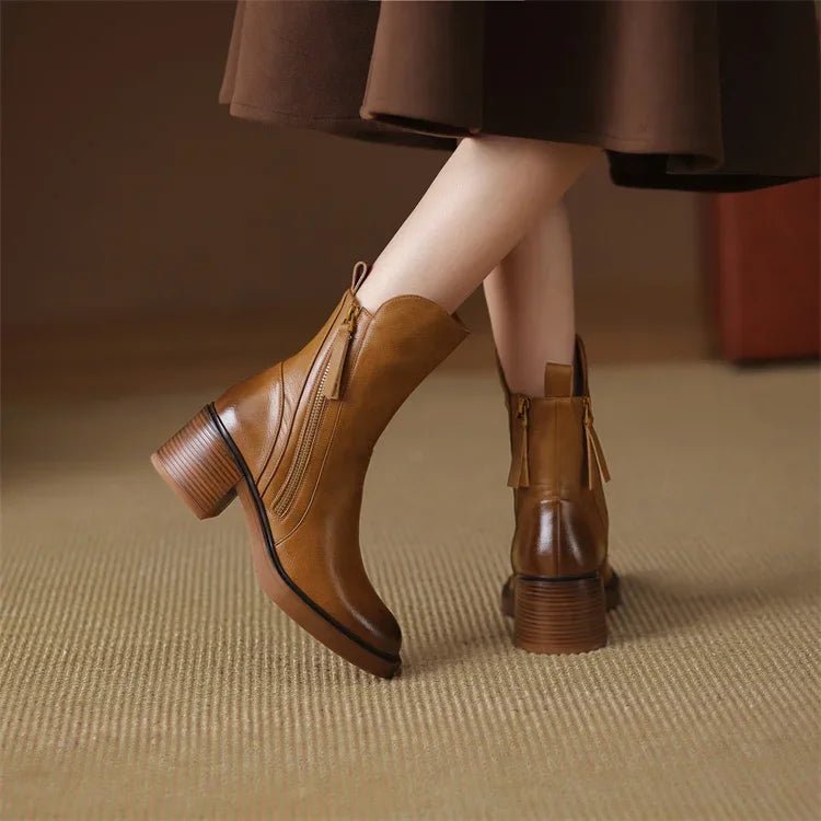 Grazia | Leather Ankle Boots - Ciara & Fiona