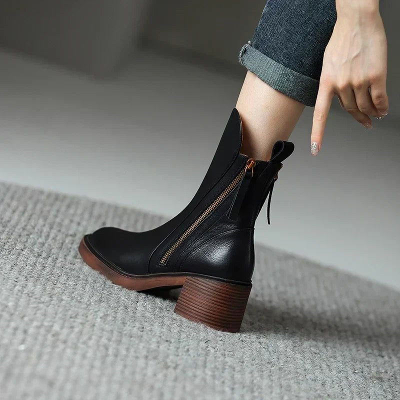 Grazia | Leather Ankle Boots - Ciara & Fiona