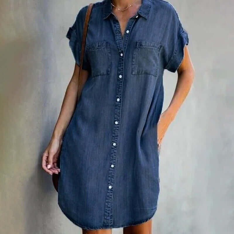 Helsa | Elegant Denim Dress with Tummy Coverage - Ciara & Fiona