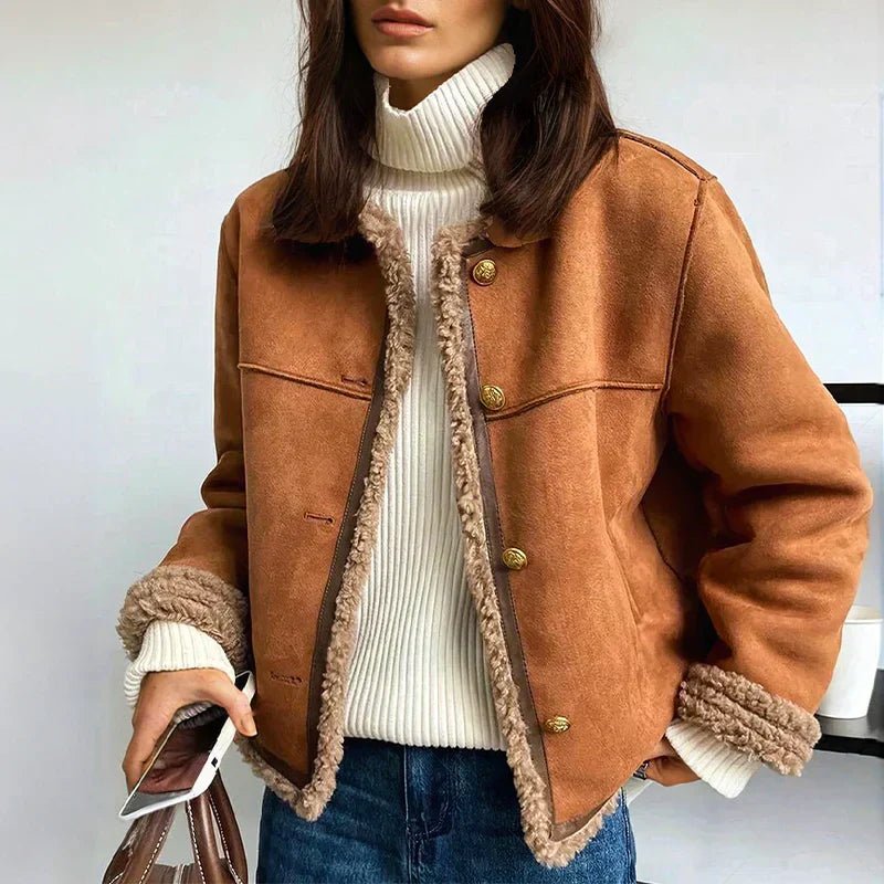 Jolene | Shearling Button Jacket - Ciara & Fiona