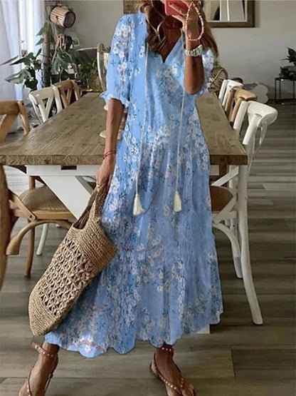Julie | Boho V - Neck Summer Dress - Ciara & Fiona