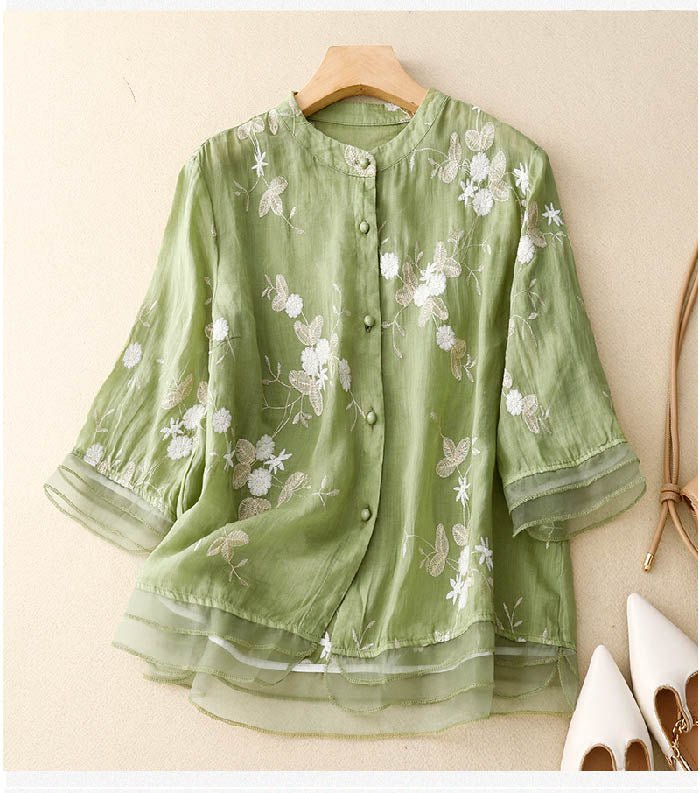 Kenna | Embroidered Cotton Blouse - Ciara & Fiona