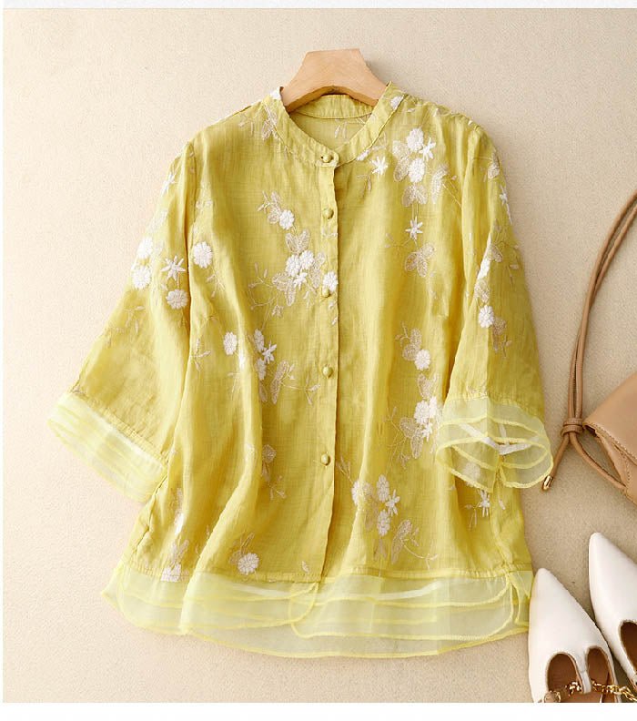 Kenna | Embroidered Cotton Blouse - Ciara & Fiona
