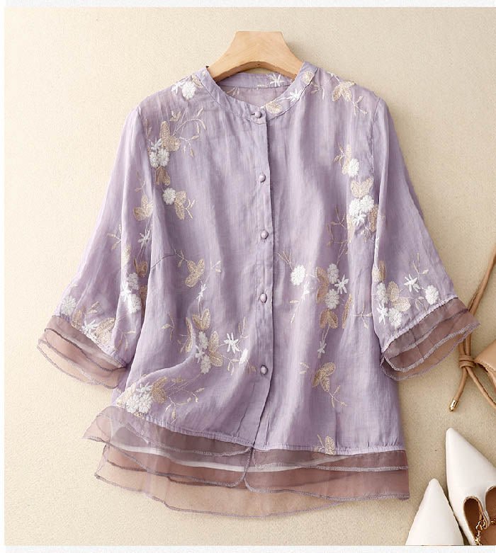Kenna | Embroidered Cotton Blouse - Ciara & Fiona