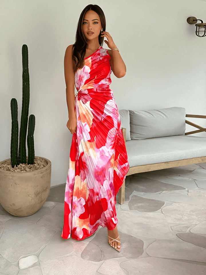Kylie | Pleated Flowery Dress - Ciara & Fiona