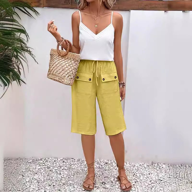 Laurens | Cotton And Linen Plain Casual Pants - Ciara & Fiona