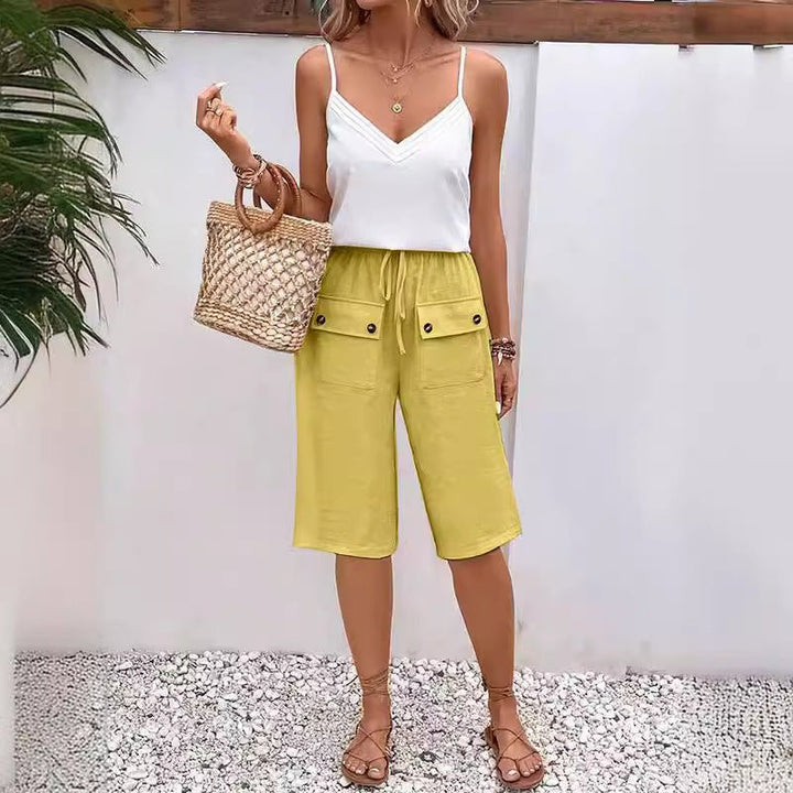 Laurens | Cotton And Linen Plain Casual Pants - Ciara & Fiona
