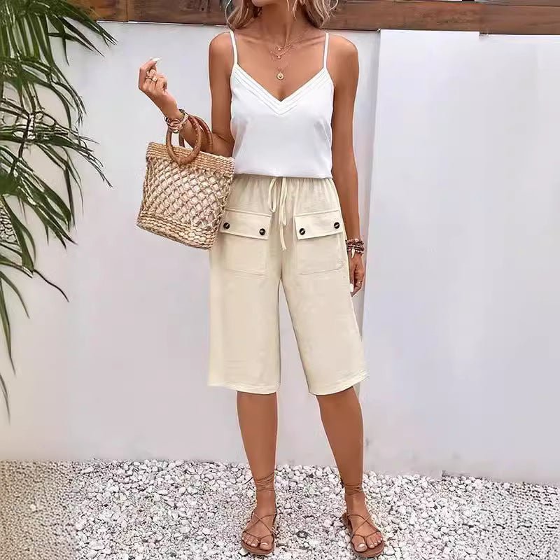 Laurens | Cotton And Linen Plain Casual Pants - Ciara & Fiona