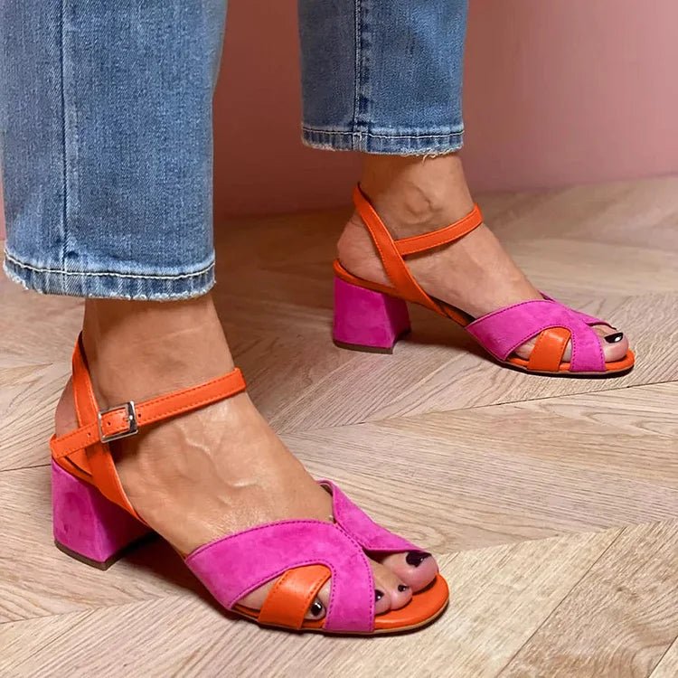 Lorette | Colour block sandals with a comfortable heel - Ciara & Fiona