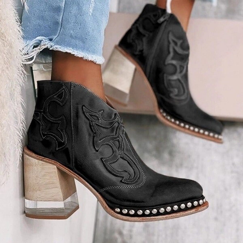 LYNORA | Sleek Textured Ankle Boots - Ciara & Fiona