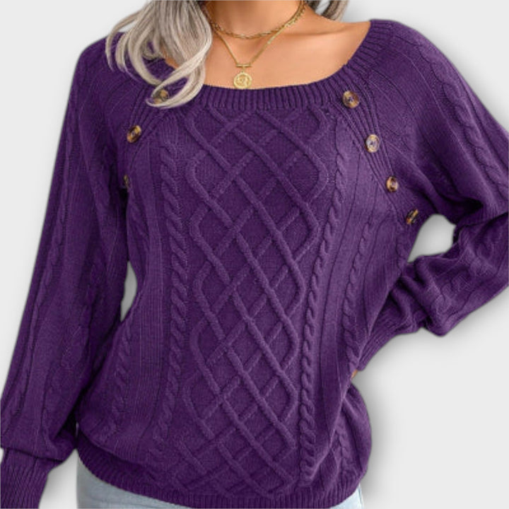 Malia - Button - Detail Knitted Sweater - Ciara & Fiona