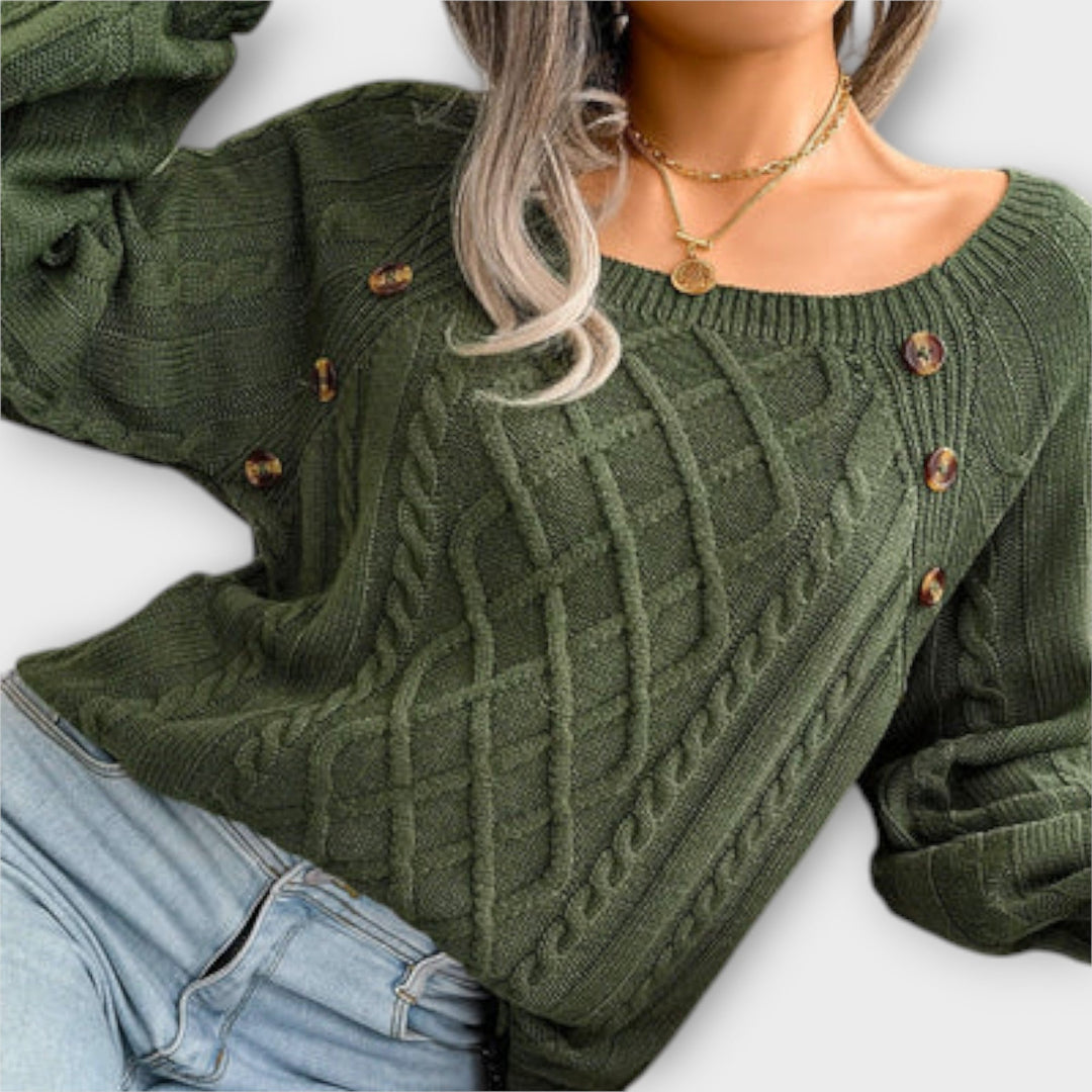 Malia - Button - Detail Knitted Sweater - Ciara & Fiona
