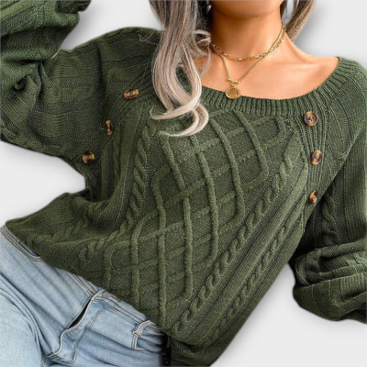 Malia - Button - Detail Knitted Sweater - Ciara & Fiona