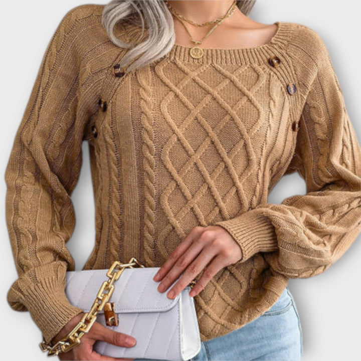 Malia - Button - Detail Knitted Sweater - Ciara & Fiona