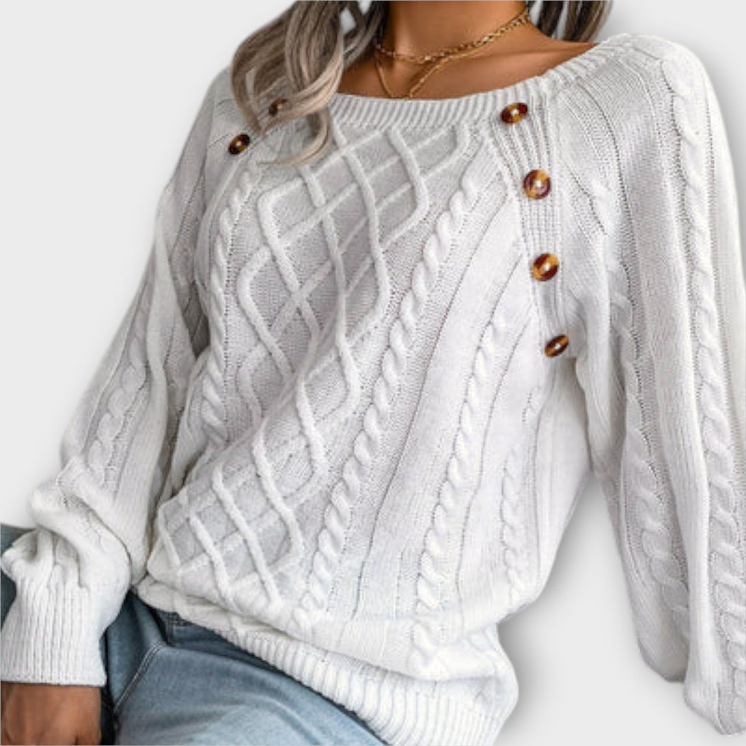 Malia - Button - Detail Knitted Sweater - Ciara & Fiona