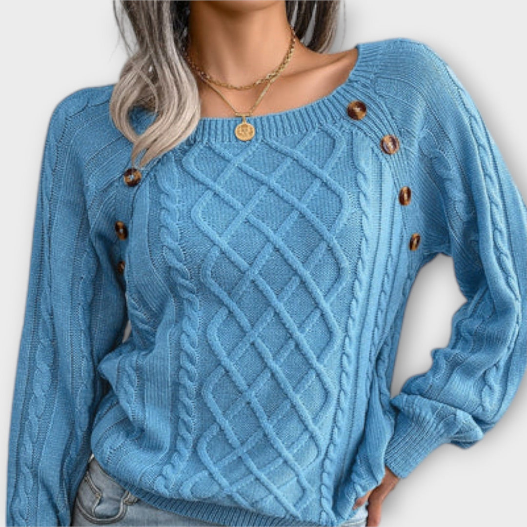 Malia - Button - Detail Knitted Sweater - Ciara & Fiona