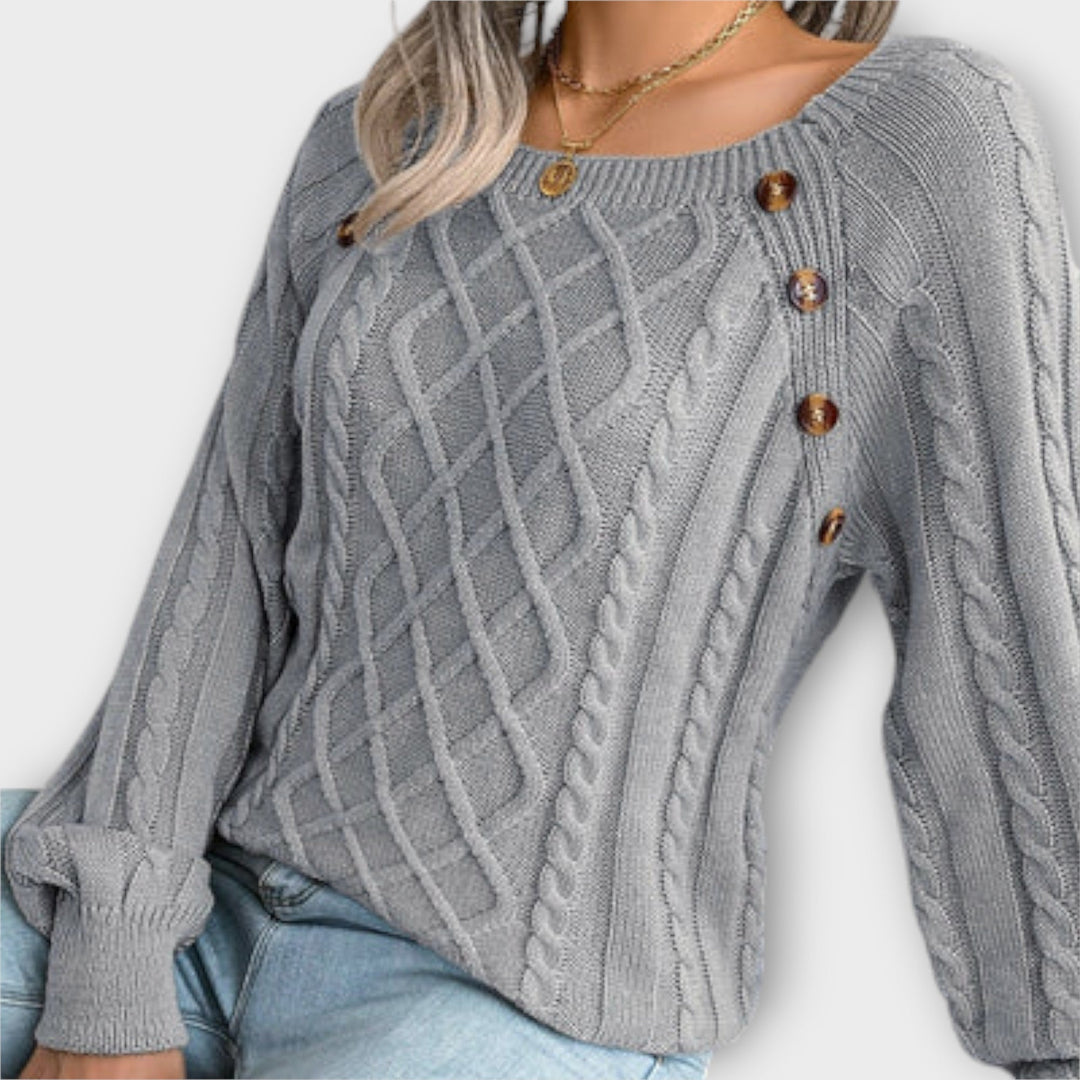 Malia - Button - Detail Knitted Sweater - Ciara & Fiona