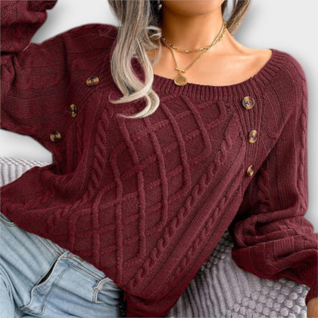Malia - Button - Detail Knitted Sweater - Ciara & Fiona