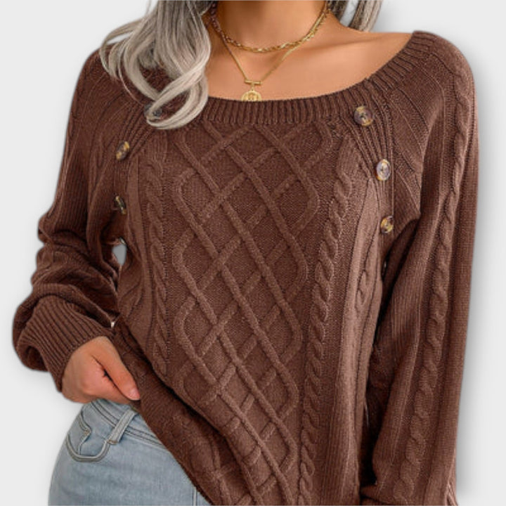 Malia - Button - Detail Knitted Sweater - Ciara & Fiona