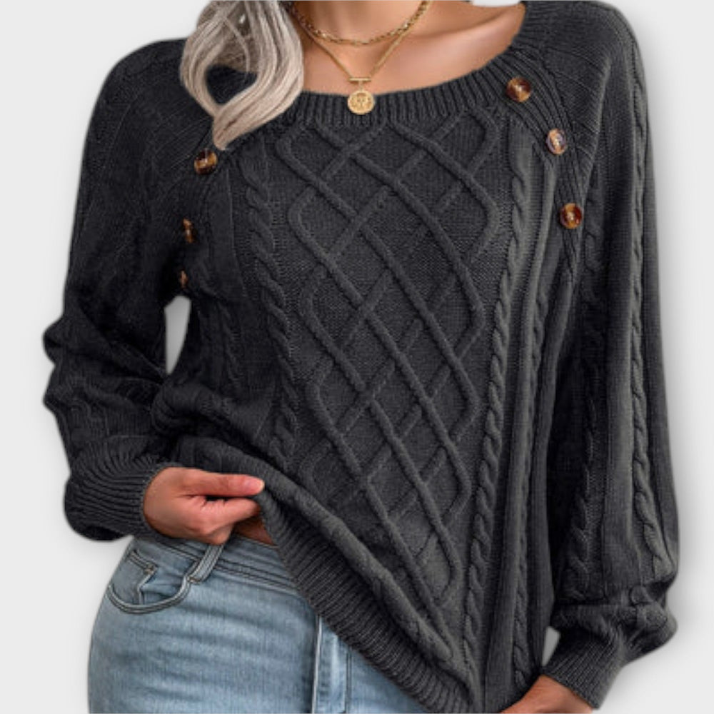 Malia - Button - Detail Knitted Sweater - Ciara & Fiona