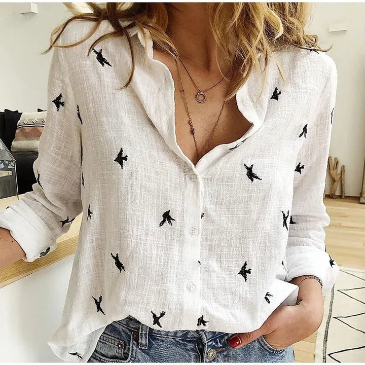Margot | Cotton Long Sleeve Shirt Top - Ciara & Fiona