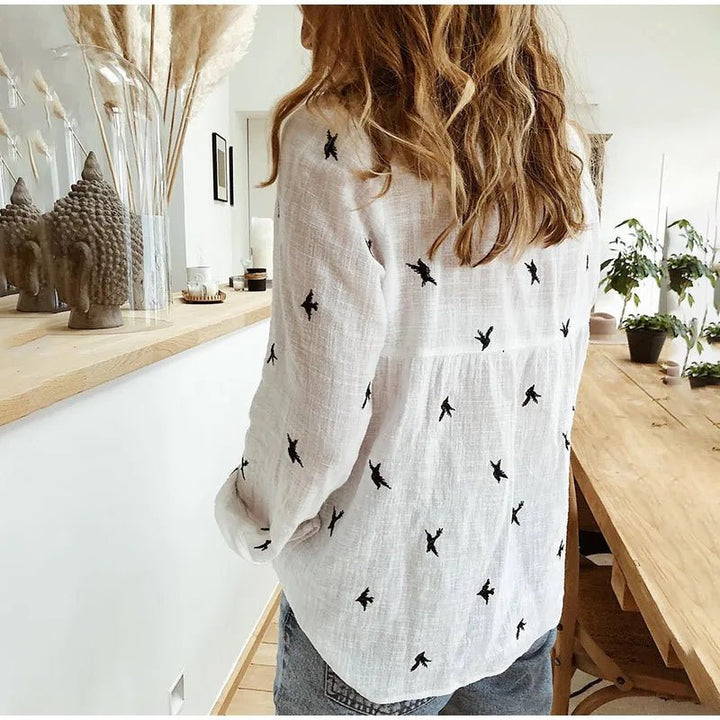 Margot | Cotton Long Sleeve Shirt Top - Ciara & Fiona