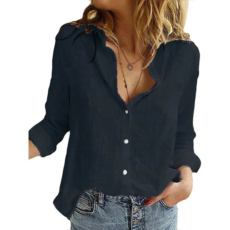 Margot | Cotton Long Sleeve Shirt Top - Ciara & Fiona