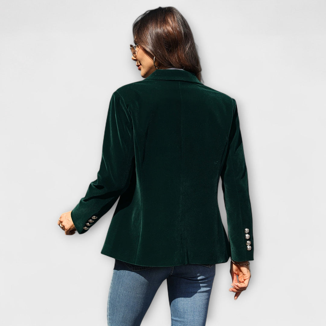 MELISSA | Elegant Velvet Blazer with Gold Detail - Ciara & Fiona