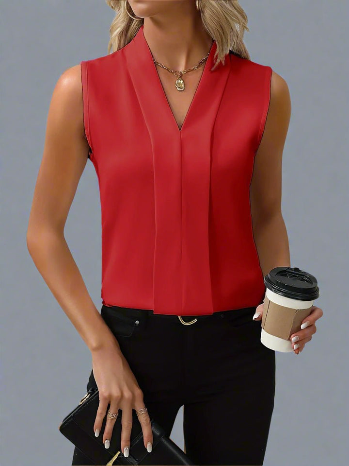 MYRA | Elegant V - Neck Sleeveless Blouse - Ciara & Fiona