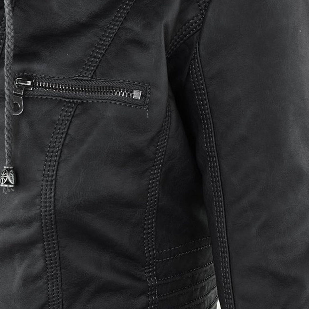 Odessa | Waterproof Leather Jacket with Hood - Ciara & Fiona