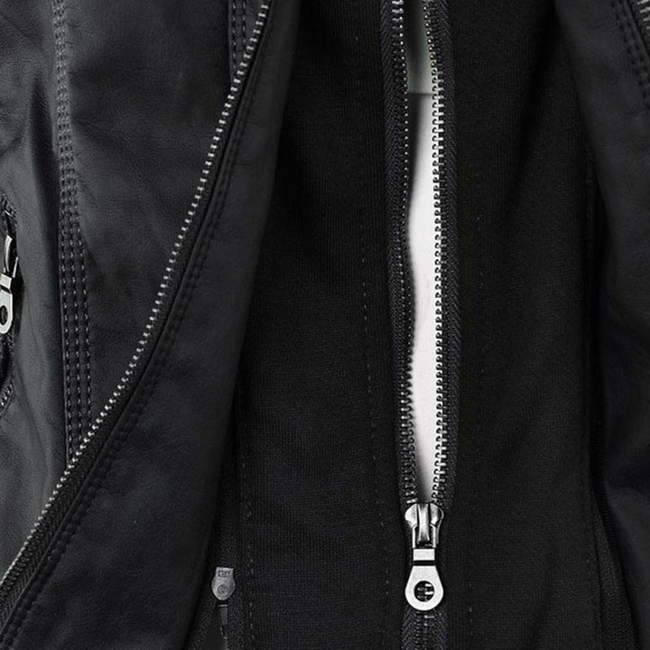 Odessa | Waterproof Leather Jacket with Hood - Ciara & Fiona