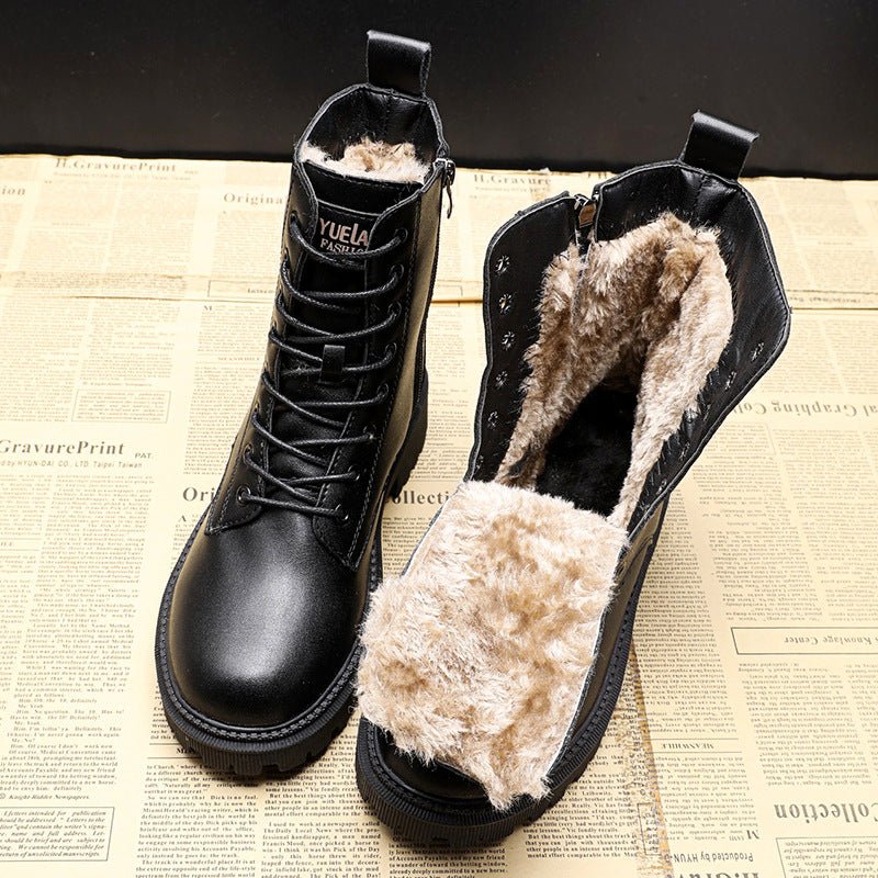 Olivia | Black Leather Winter Boots - Ciara & Fiona