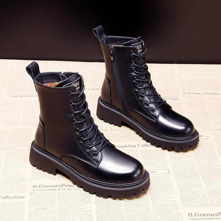 Olivia | Black Leather Winter Boots - Ciara & Fiona