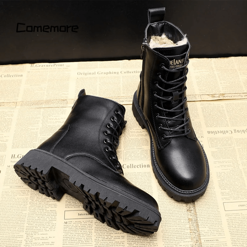 Olivia | Black Leather Winter Boots - Ciara & Fiona