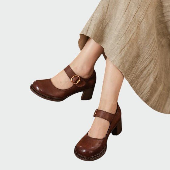 Olivia - Chunky - Heel Buckle Mary Jane Shoes - Ciara & Fiona