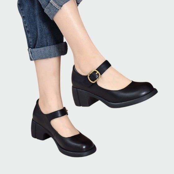 Olivia - Chunky - Heel Buckle Mary Jane Shoes - Ciara & Fiona