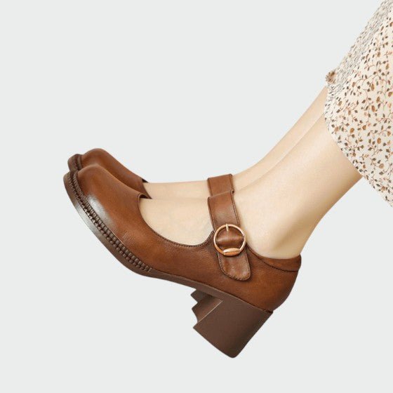 Olivia - Chunky - Heel Buckle Mary Jane Shoes - Ciara & Fiona
