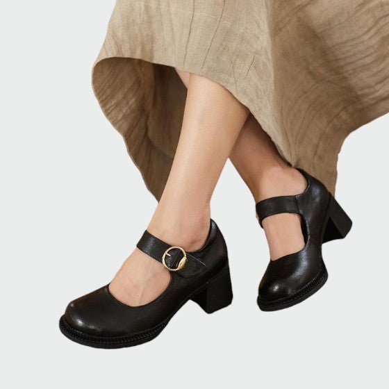 Olivia - Chunky - Heel Buckle Mary Jane Shoes - Ciara & Fiona