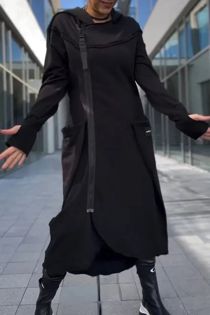 Rachele | Lightweight Long Zip - up Hoodie Dress - Ciara & Fiona