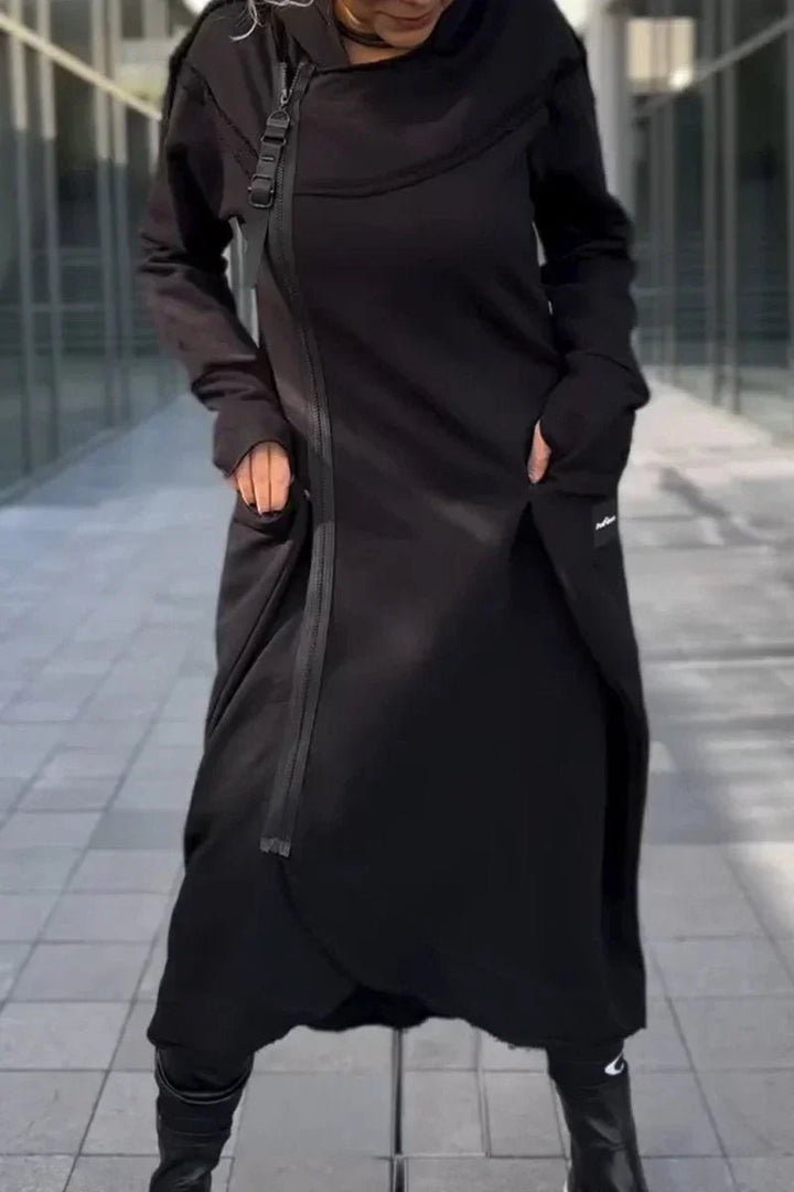 Rachele | Lightweight Long Zip - up Hoodie Dress - Ciara & Fiona