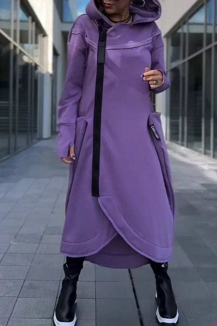 Rachele | Lightweight Long Zip - up Hoodie Dress - Ciara & Fiona