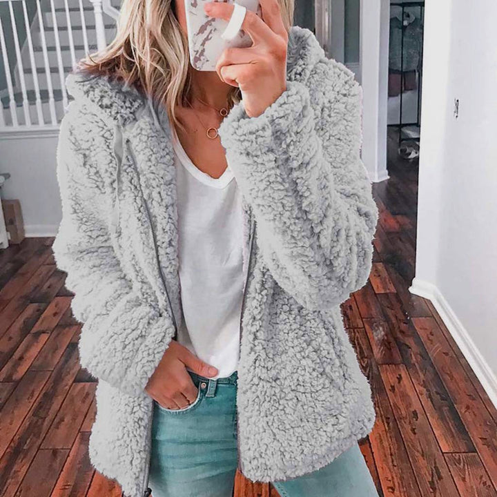 Raina | Winter Lamb Wool Plush Hooded Jacket - Ciara & Fiona