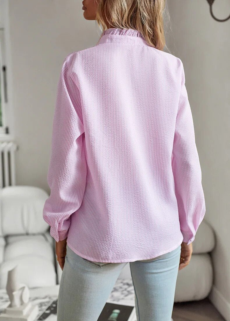 Selene | Long Sleeve Blouse with Cuff Collar Design - Ciara & Fiona