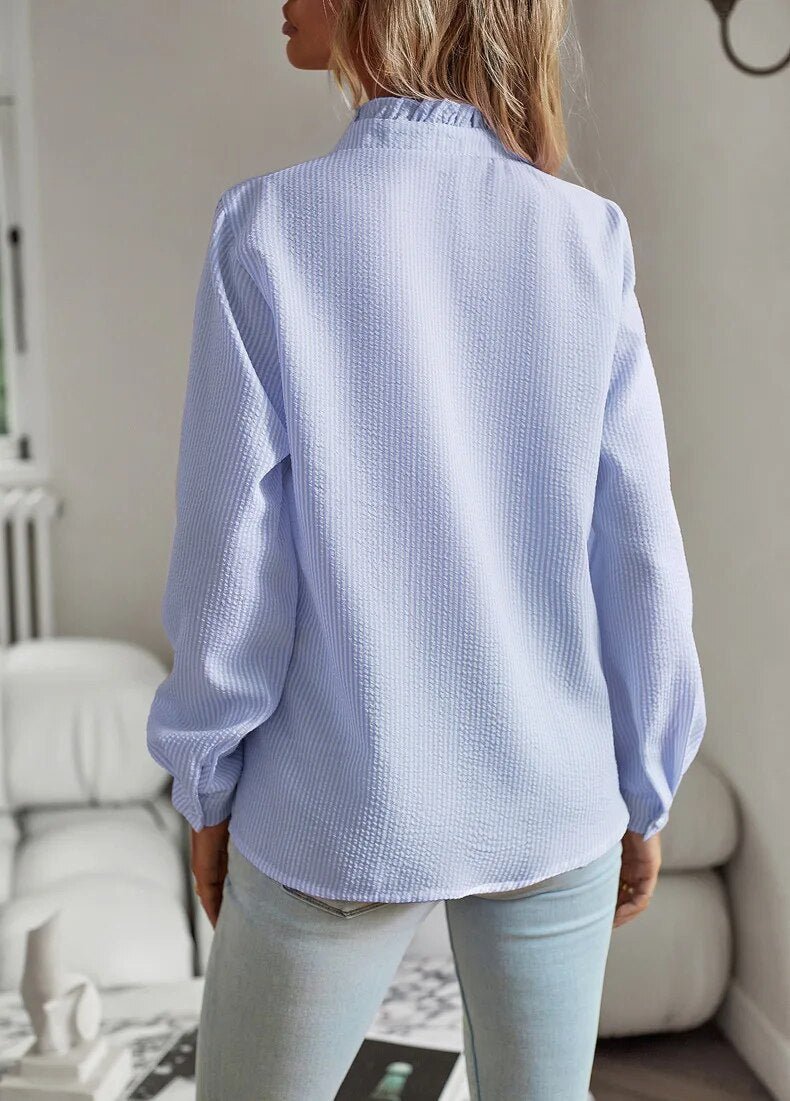 Selene | Long Sleeve Blouse with Cuff Collar Design - Ciara & Fiona